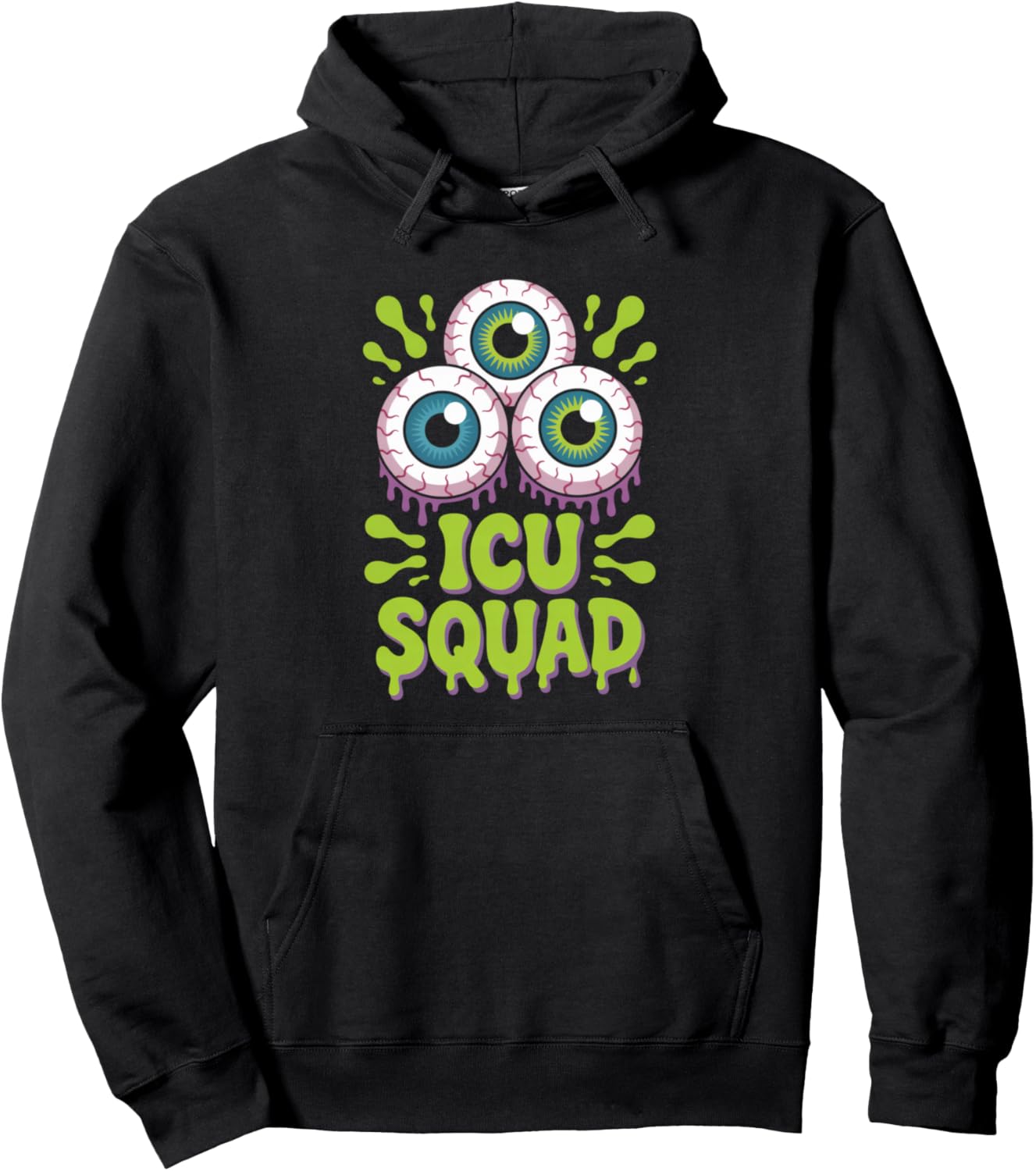 ICU Squad Funny Eyeball Halloween Costume Graphic Pullover Hoodie