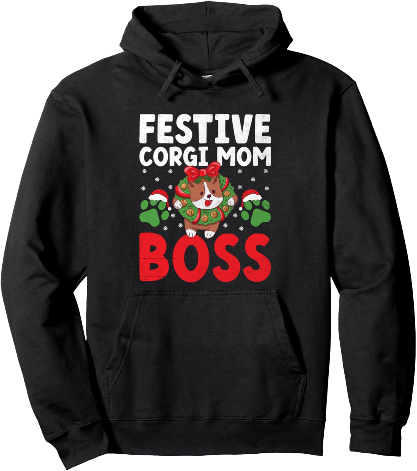 Christmas Corgi Mom Dog Breed Owner Rescuer Fur Mama Pullover Hoodie