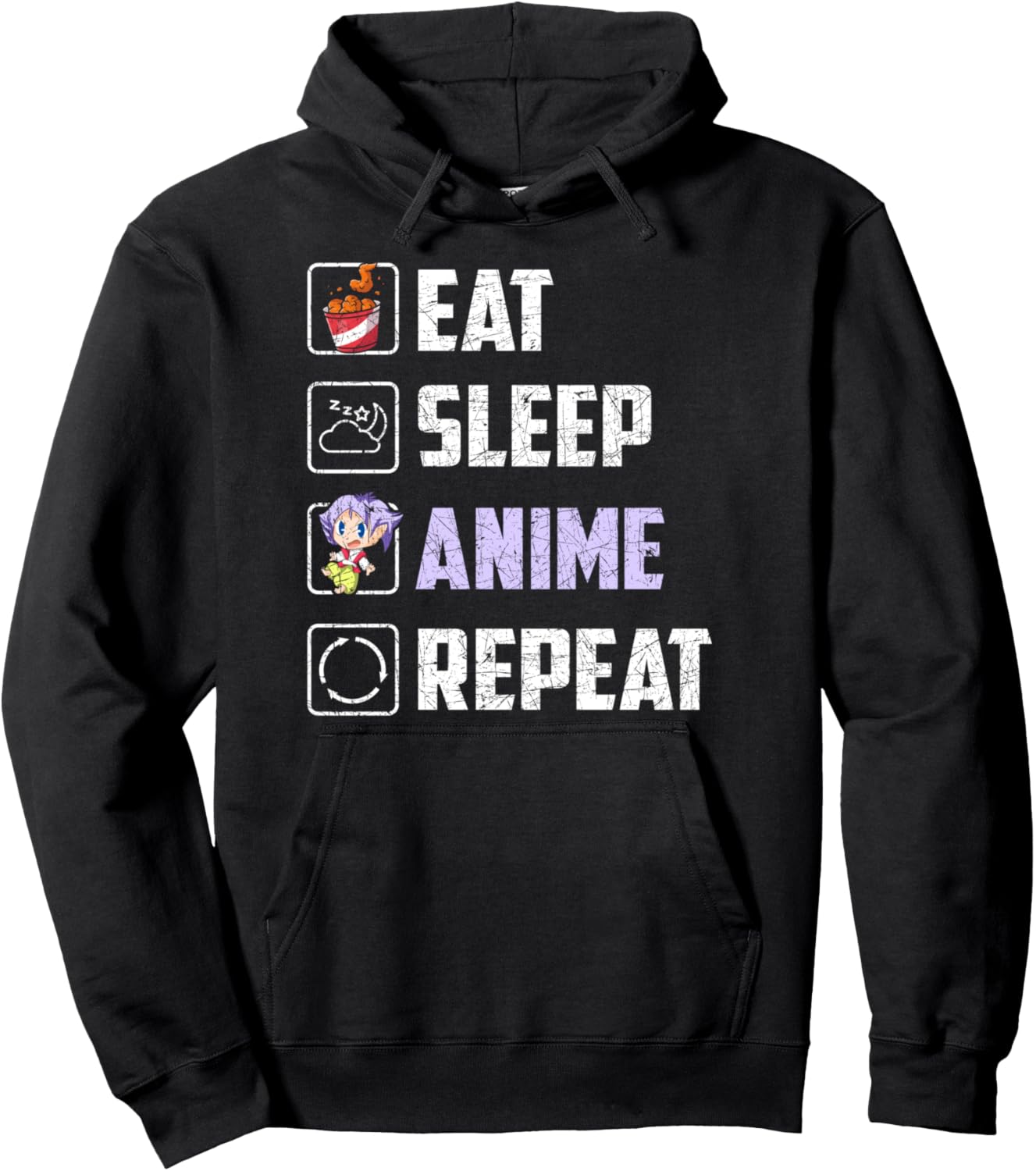 Kawaii Foodie Chicken Nuggets Eat Sleep Anime Repeat Anime Pullover Hoodie