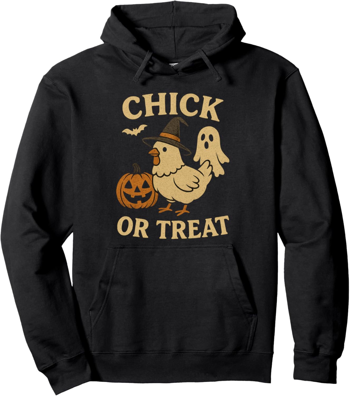 Chick or Treat Funny Chicken Halloween Vintage Pullover Hoodie