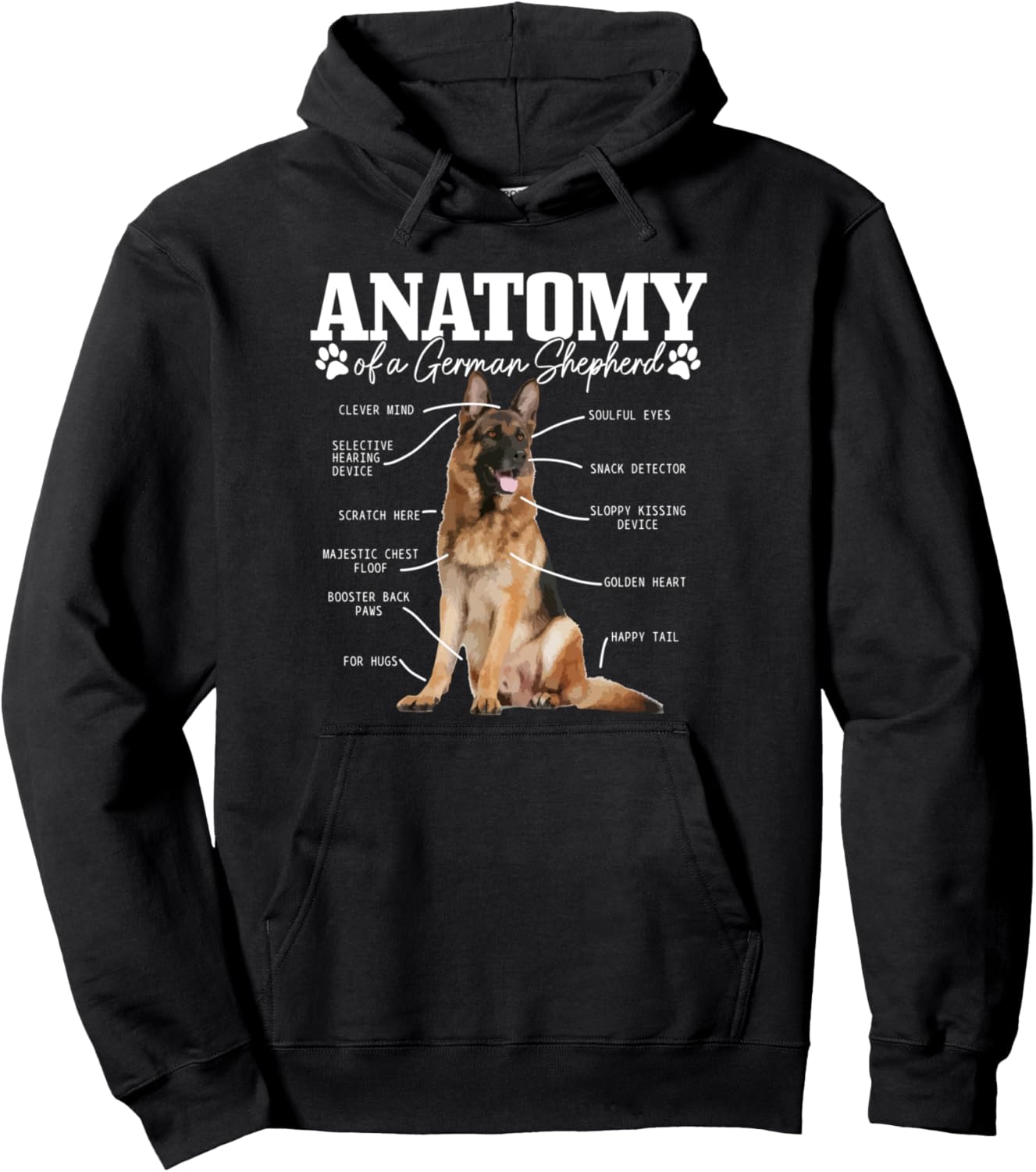 Anatomy Of A German Shepherd Funny Cute Dog Mom Dad Pullover Hoodie