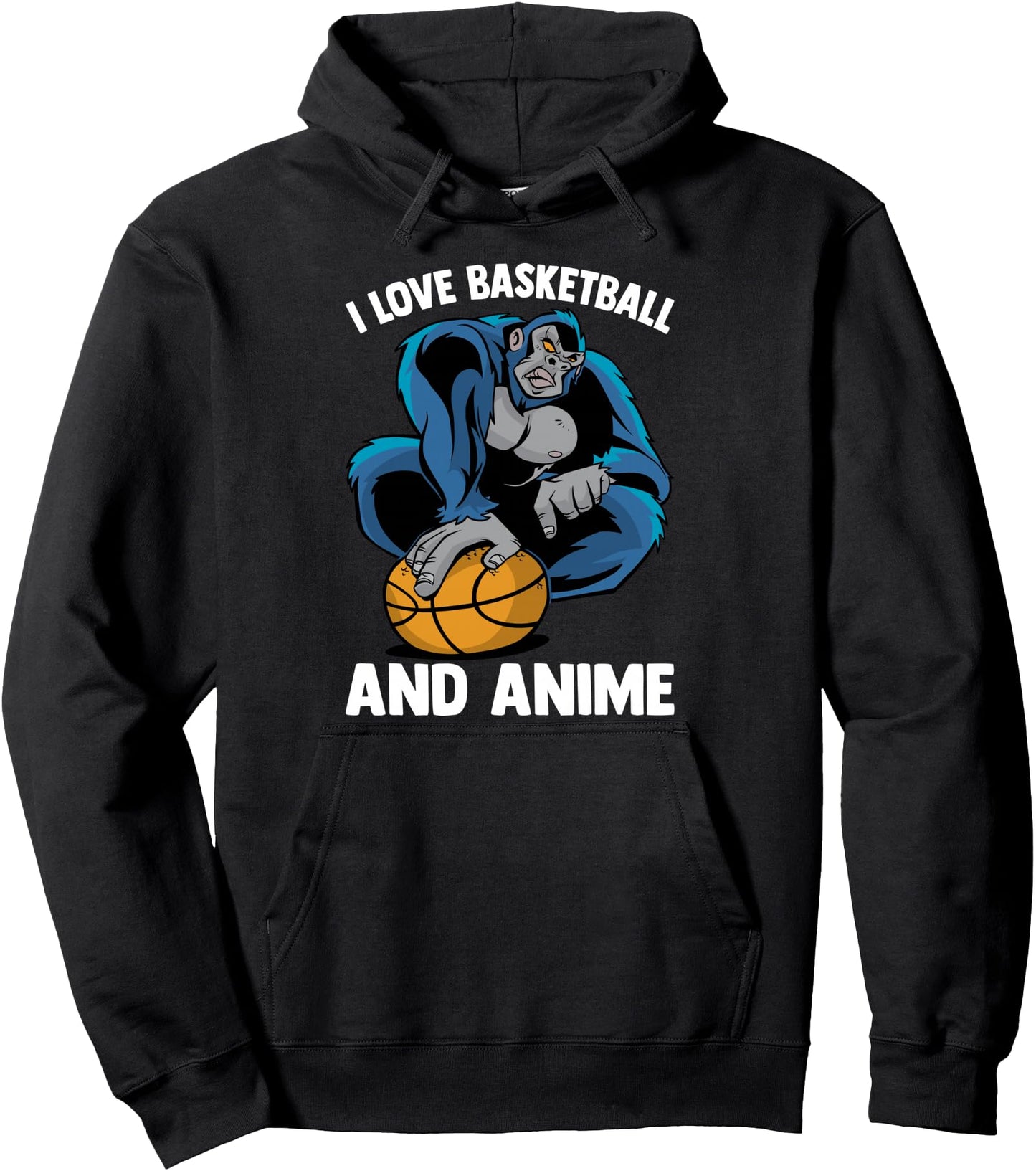 Cute Kawaii Monkeys - I Love Basketball And Anime - Otaku Pullover Hoodie