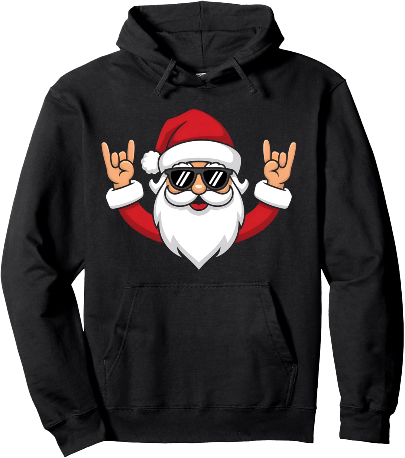 Christmas Santa Rock Funny Santa Claus Xmas Rocker Pullover Hoodie