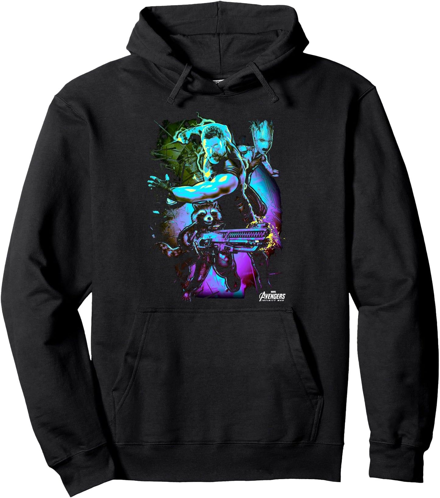 Marvel Avengers Infinity War Neon Heroes Graphic Hoodie Pullover Hoodie