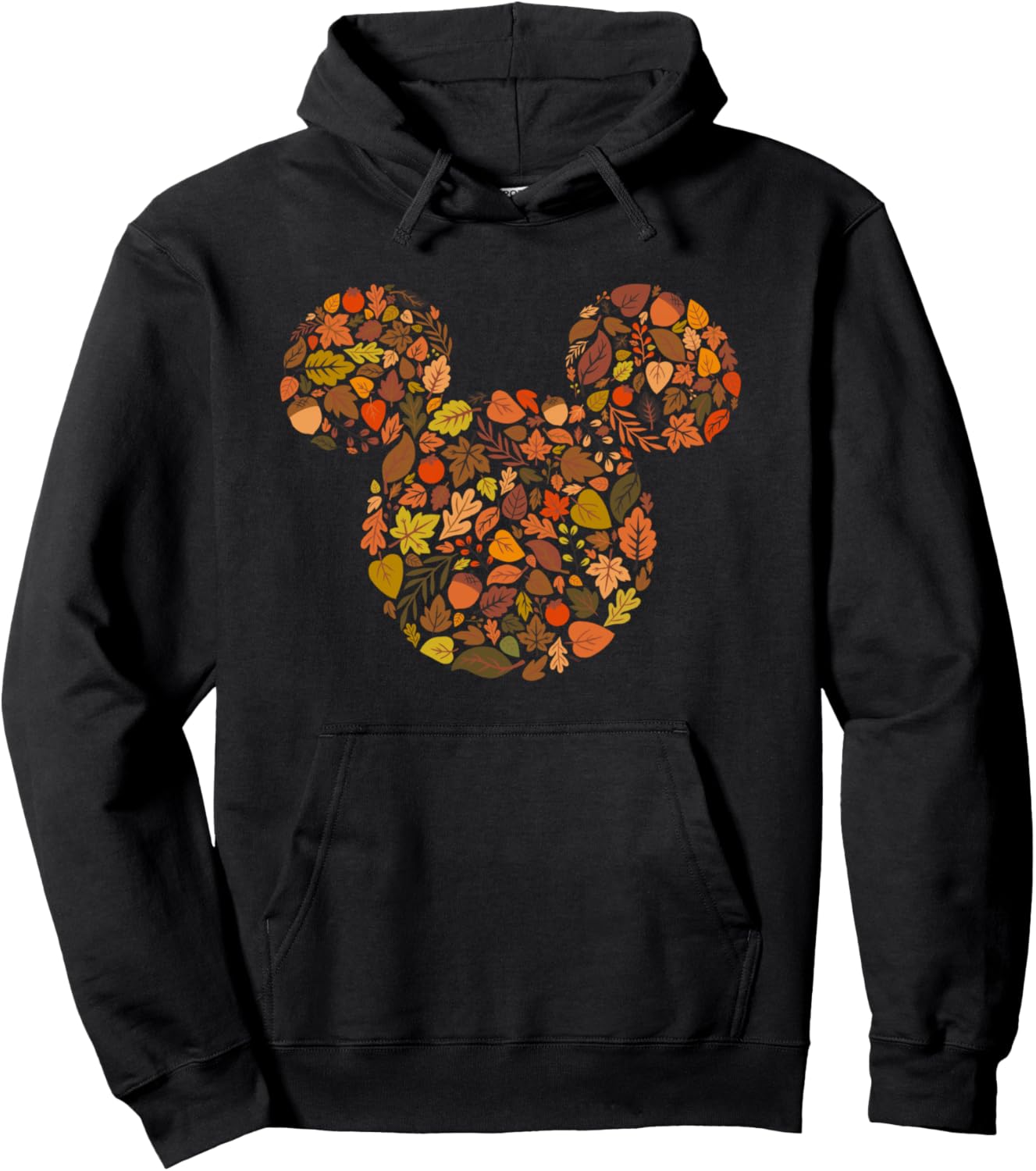 Disney Mickey Mouse Head and Ears Icon Fall Leaves Pullover Hoodie