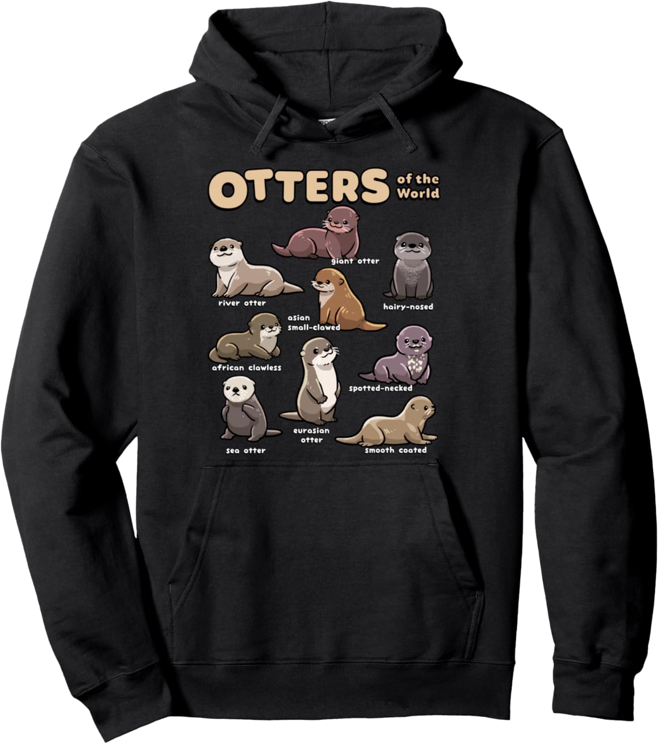 Otter Sea Animals of the World Chibi Otter Lover Educational Pullover Hoodie