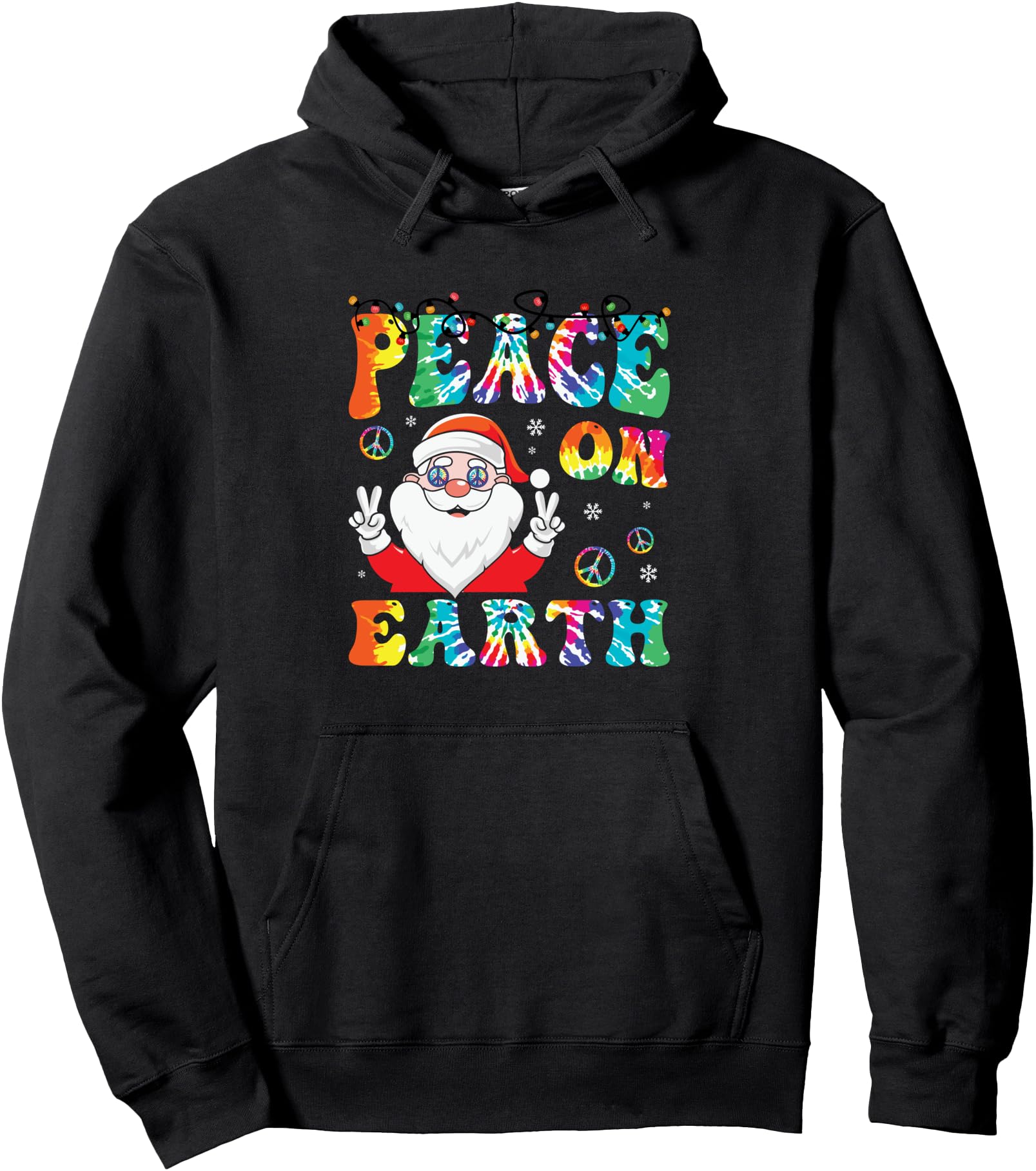 Peace On Earth Santa Tie Dye Christmas Lights For Hippies Pullover Hoodie