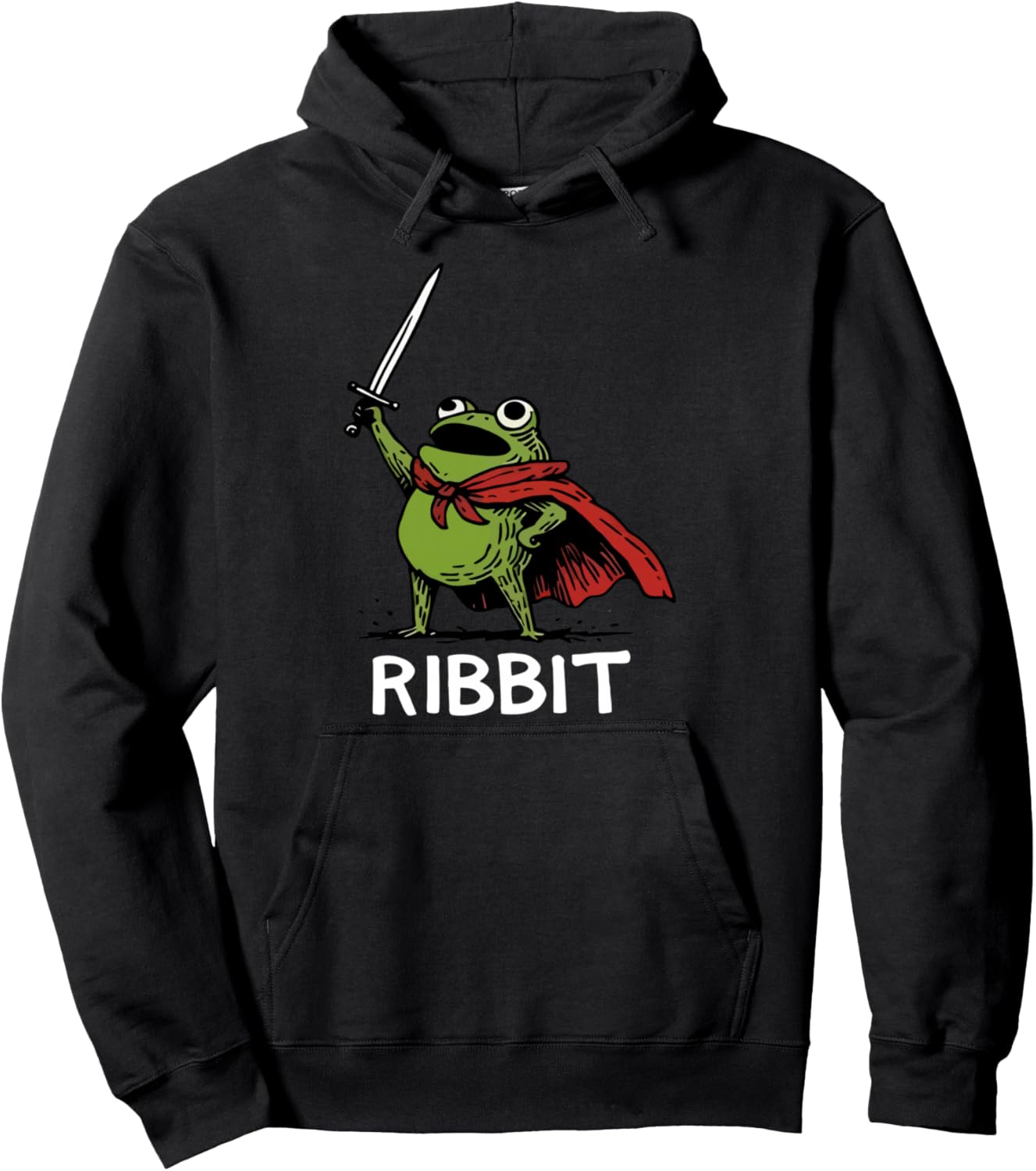 Ribbit Funny Frog Knight Sword Meme Men Boys Kids Pullover Hoodie