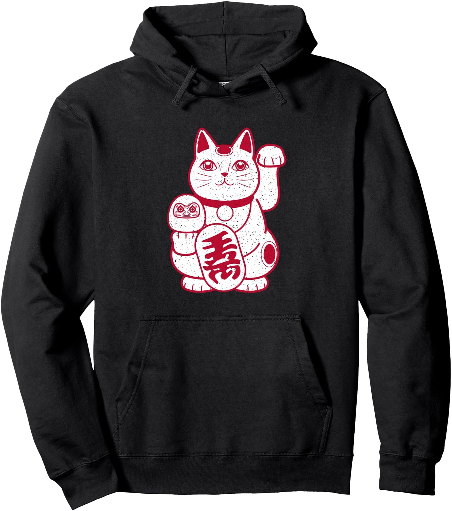 Maneki Neko, Japanese Lucky Cat Pullover Hoodie