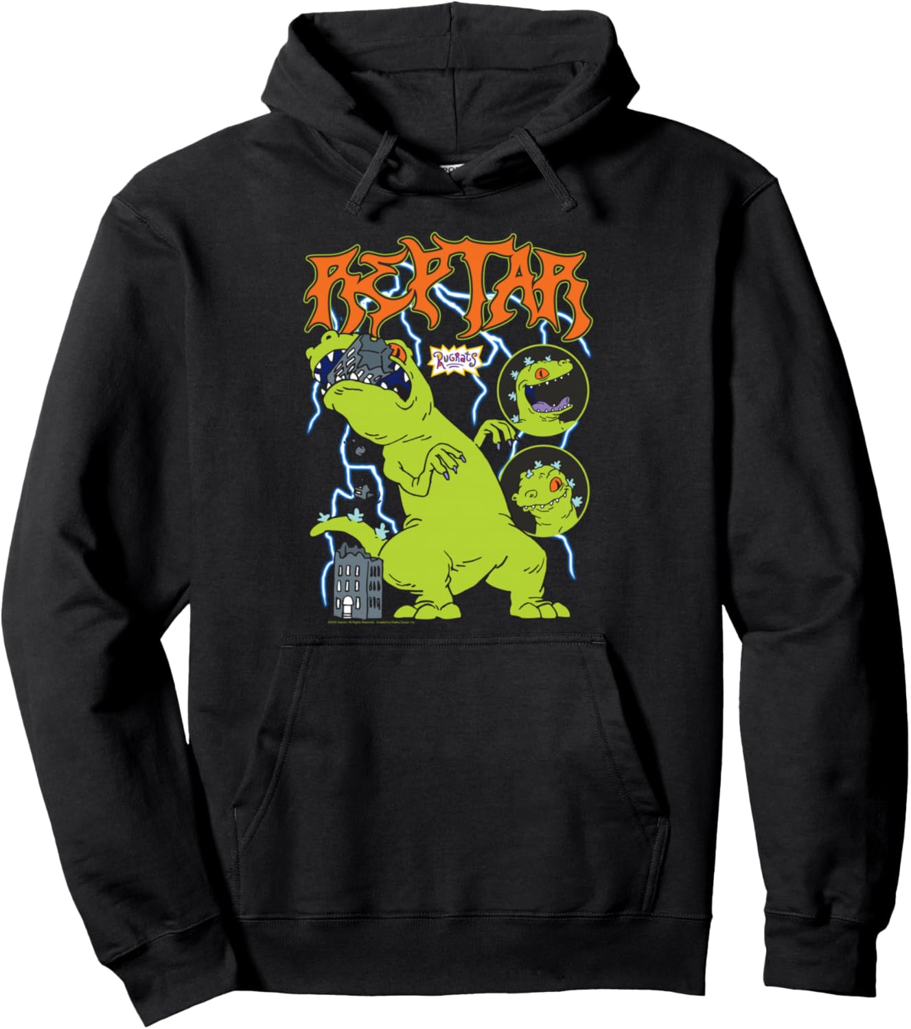 Rugrats Heavy Metal Reptar Attack with Lightning Cartoon Pullover Hoodie