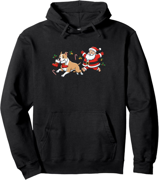American Staffordshire Terrier Santa Claus Boots Christmas Pullover Hoodie