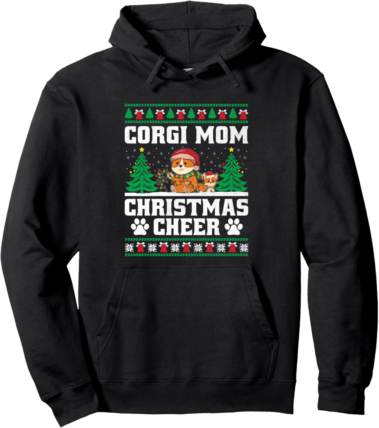 Christmas Corgi Mom Dog Breed Owner Rescuer Fur Mama Pullover Hoodie