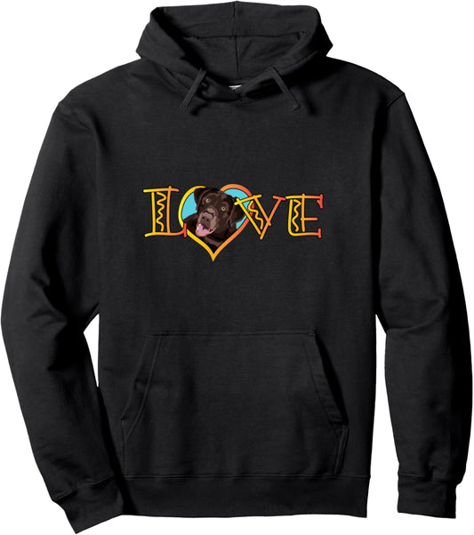 Chocolate Lab Love Dog Heart Design Cute Pet Lovers Pullover Hoodie