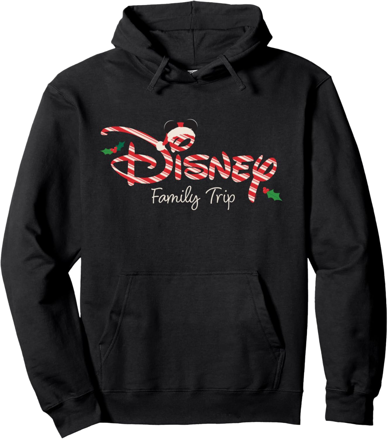 Disney Christmas Family Trip Candy Cane Script Logo Pullover Hoodie