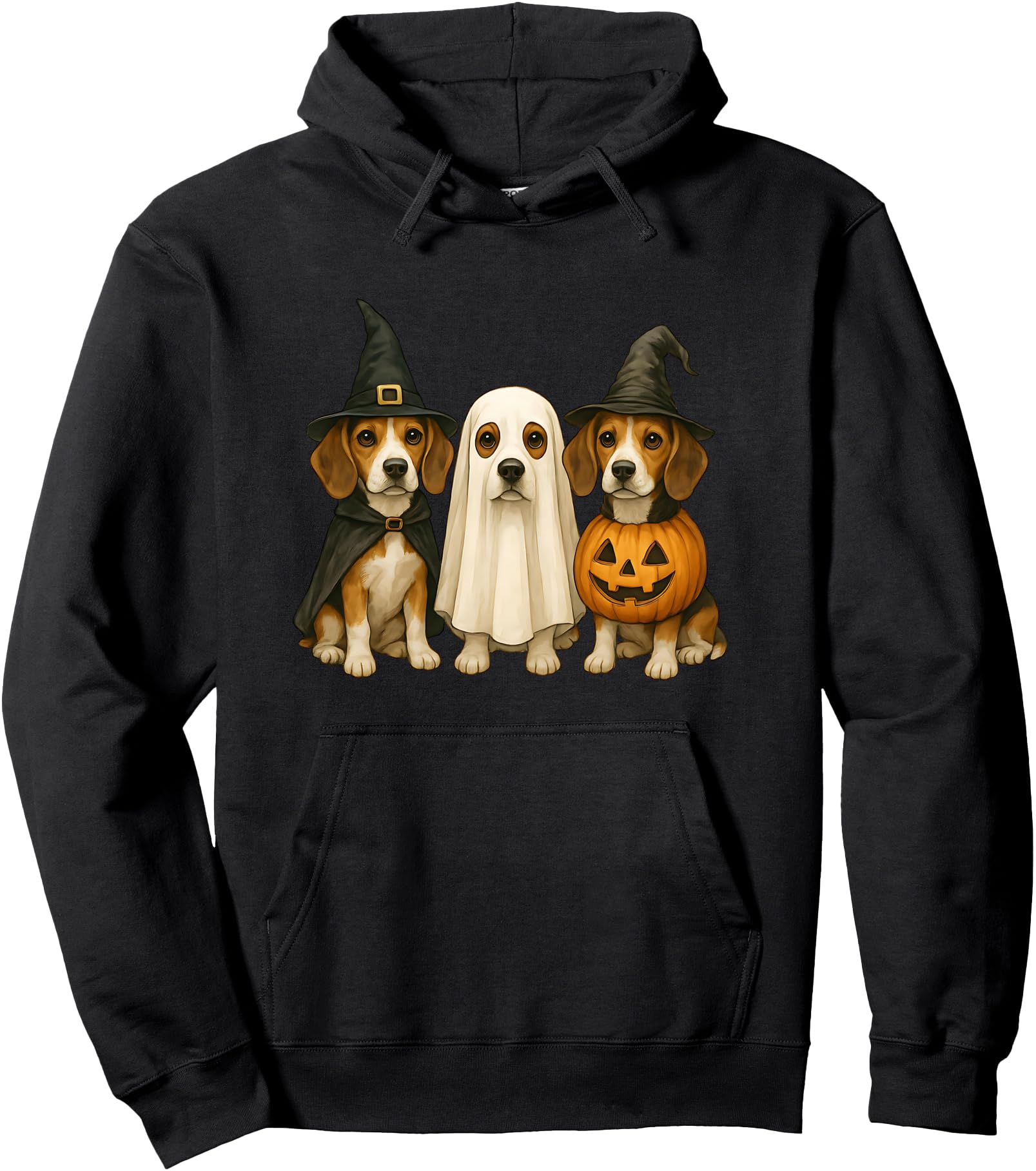 Beagle Halloween Dog Witch Ghost Pumpkin Pullover Hoodie