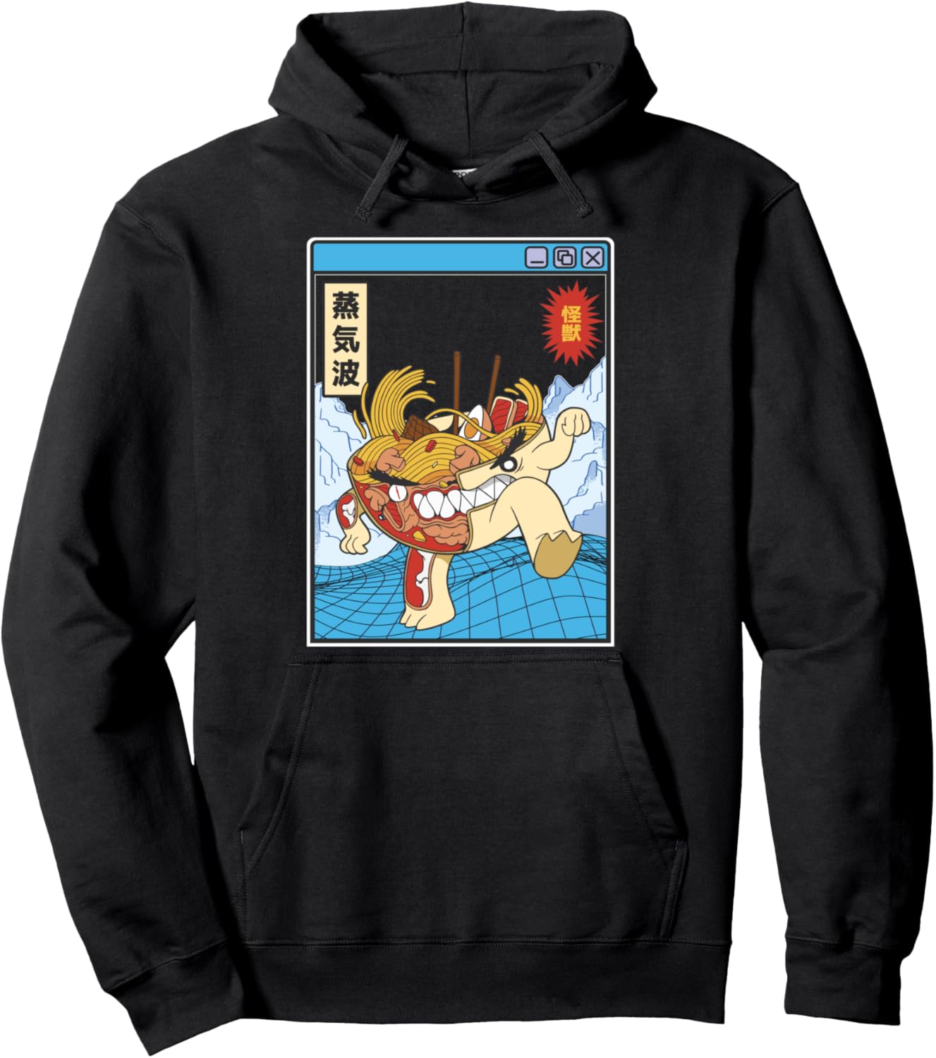 Angry Ramen Bowl X-Ray Japan Style Otaku Anime Vaporwave Pullover Hoodie