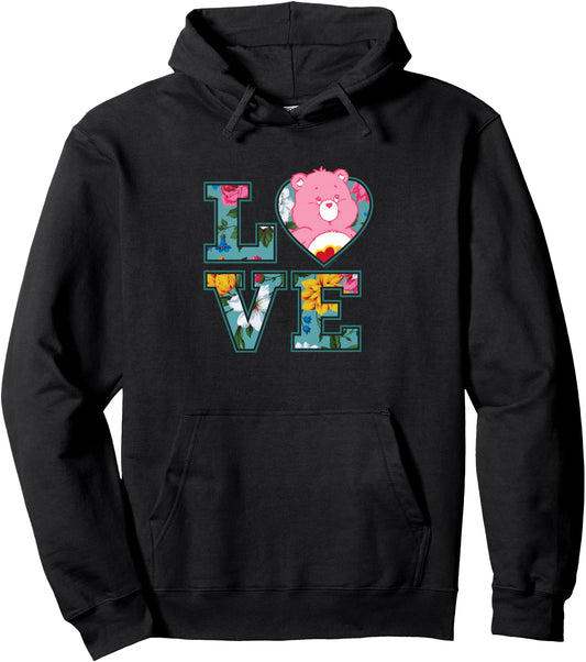Care Bears Love Floral Block Letters Cute Cartoon Pullover Hoodie