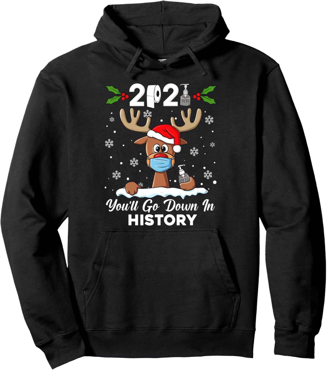 2021 Christmas Reindeer Funny Xmas Pullover Hoodie
