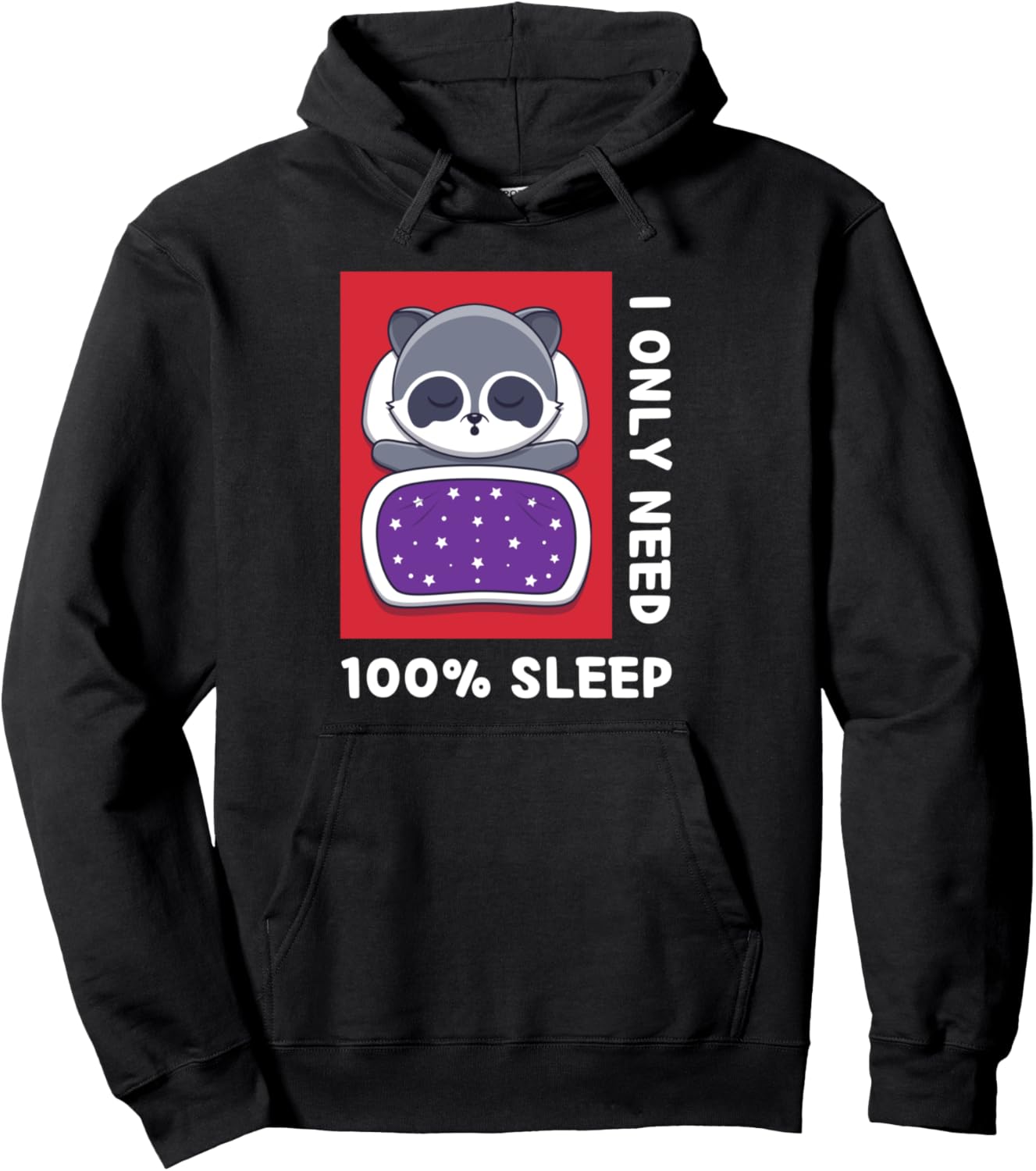 I Only Need Sleep Cute Kawaii Raccoon Sleep Japanese Anime Pullover Hoodie