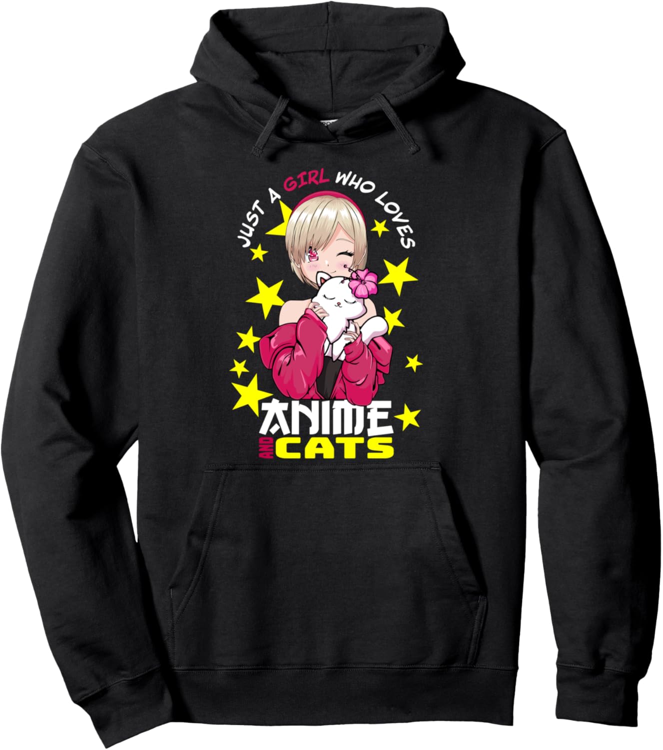 Kawaii Manga Gift - Just a Girl Who Loves Anime And Cats Pullover Hoodie