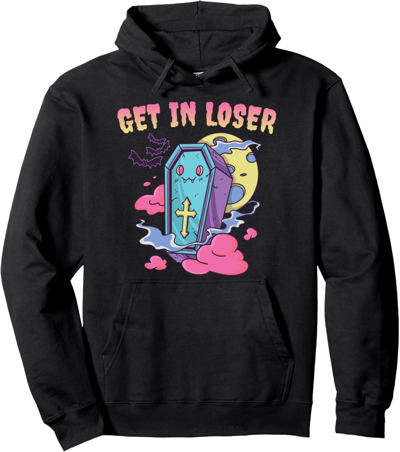 Get in Loser Kawaii Pastel Goth Cute Creepy Coffin Anime Pullover Hoodie
