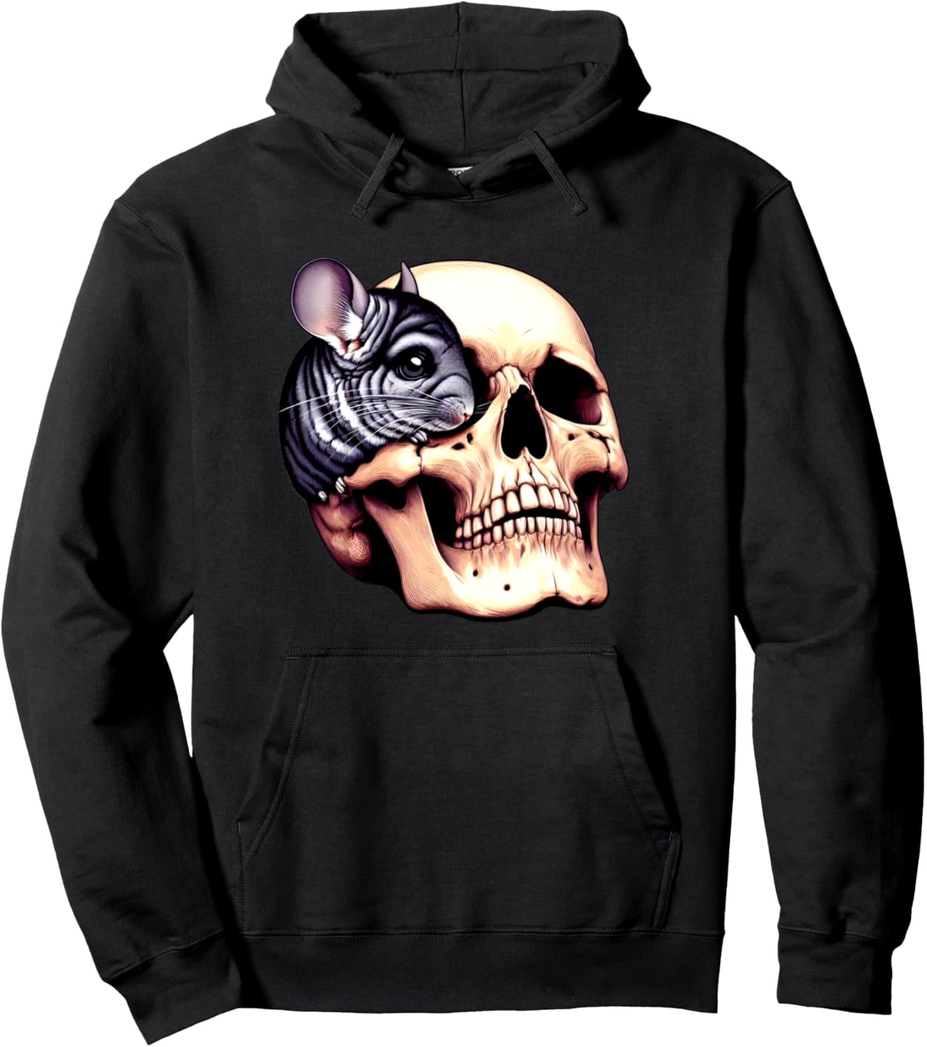 Chinchilla With Skull Exotic Pet Lovers Skull Art Design Pullover Hoodie