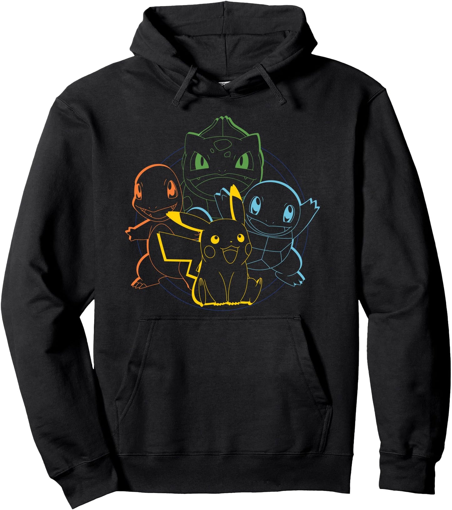 Pokmon - Pikachu Charmander Bulbasaur Squirtle Kanto Circle Pullover Hoodie