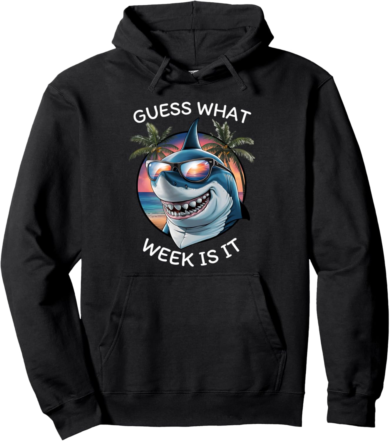 Retro Shark 2025 Week Guess What Week Is It Fun Shark Lover Pullover Hoodie