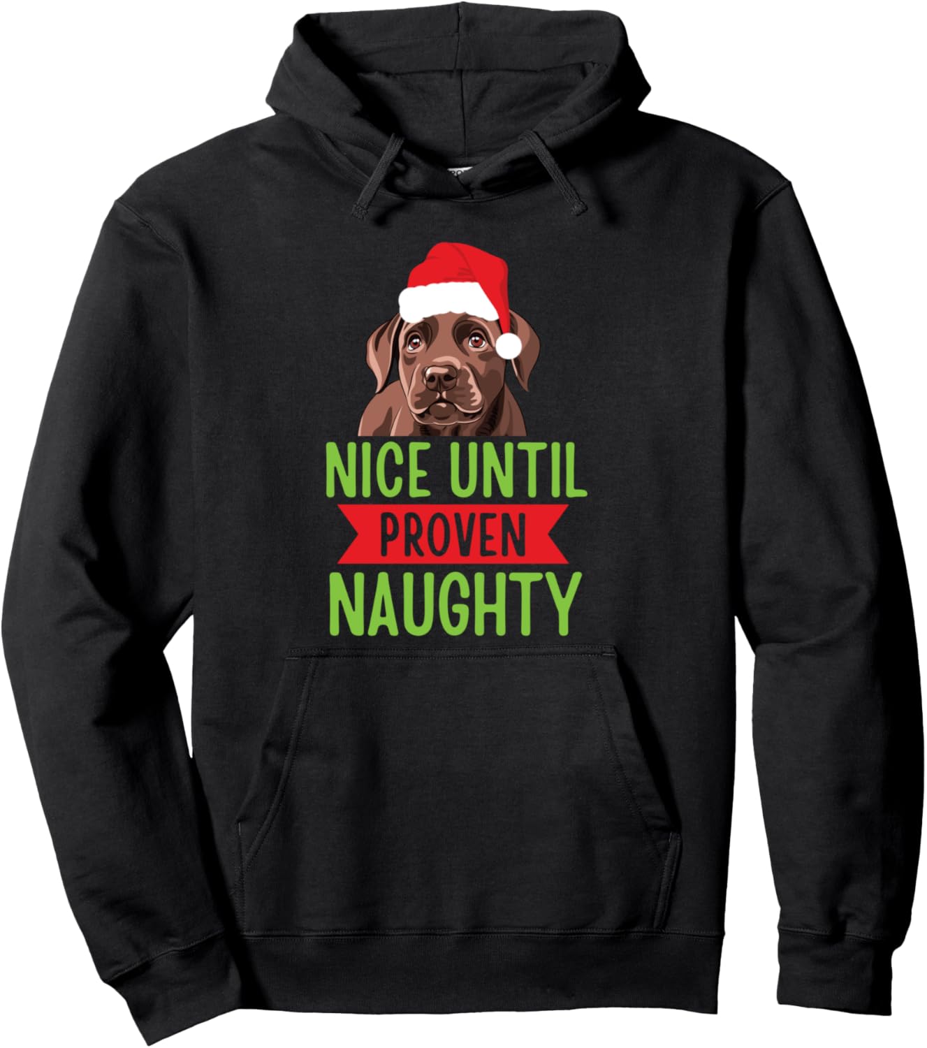 Chocolate Lab Funny Christmas Santa Hat Pullover Hoodie