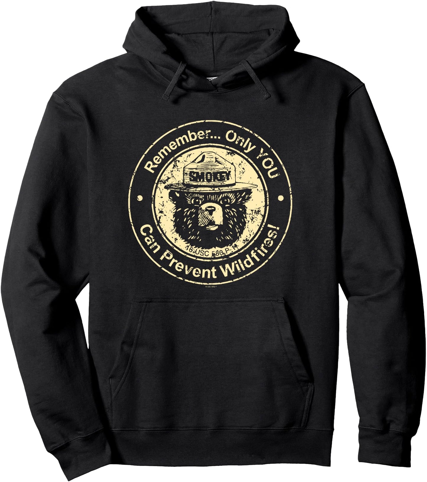 Smokey Bear Only You Can Prevent Wildfires Vintage Seal Pullover Hoodie