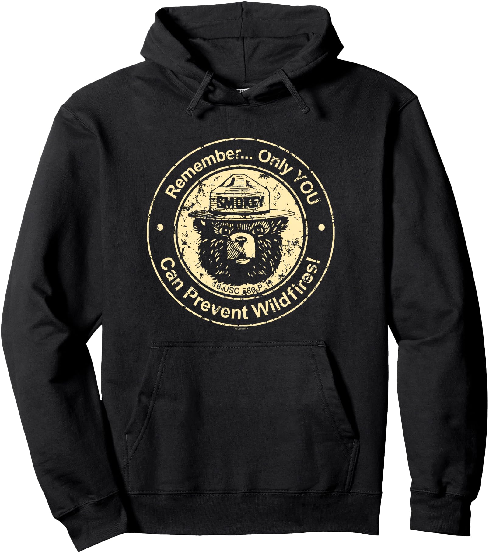Smokey Bear Only You Can Prevent Wildfires Vintage Seal Pullover Hoodie