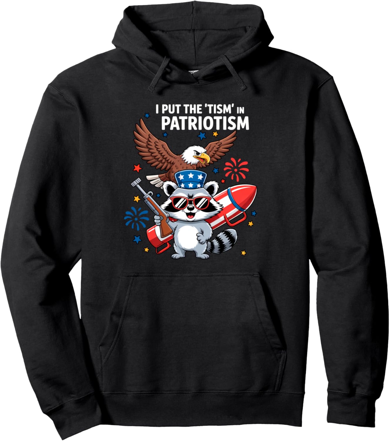 I Put The Tism in Patriotism Athletic Eagle Pullover Hoodie