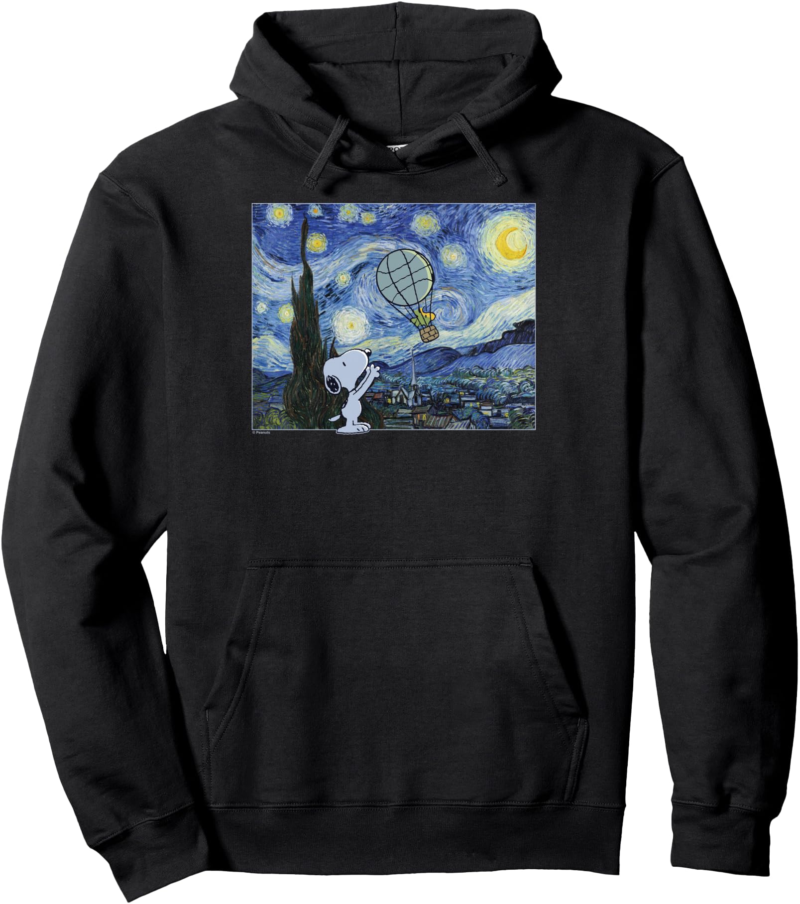Starry Night Snoopy & Woodstock Balloon Pullover Hoodie