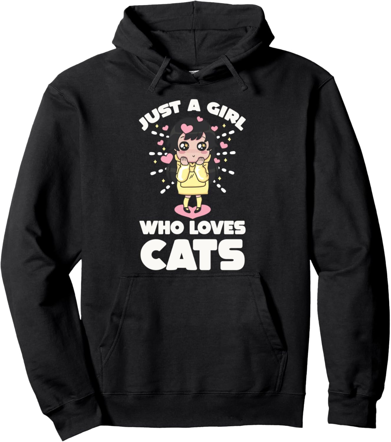 Just A Girl Who Loves Cats Kawaii Cute Anime Girl Pullover Hoodie