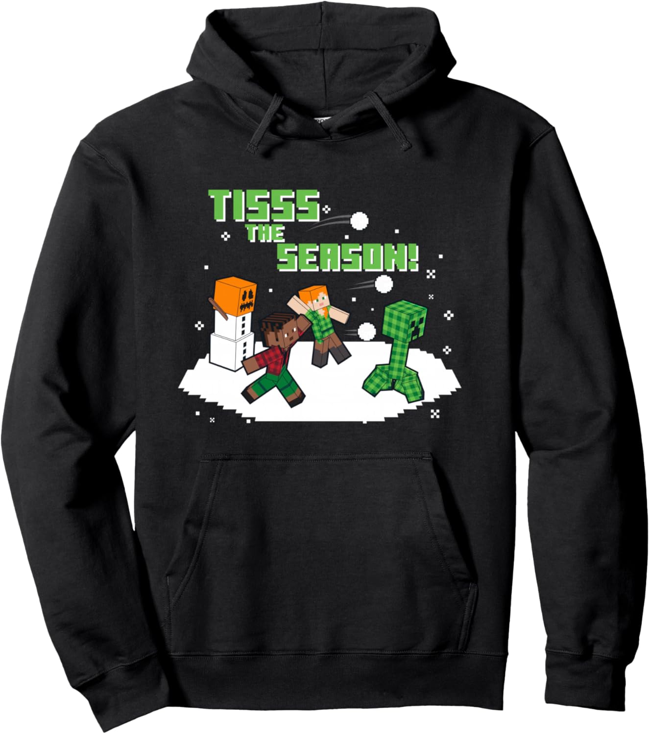 Minecraft Tisss The Season Christmas Snowball Scene Pullover Hoodie