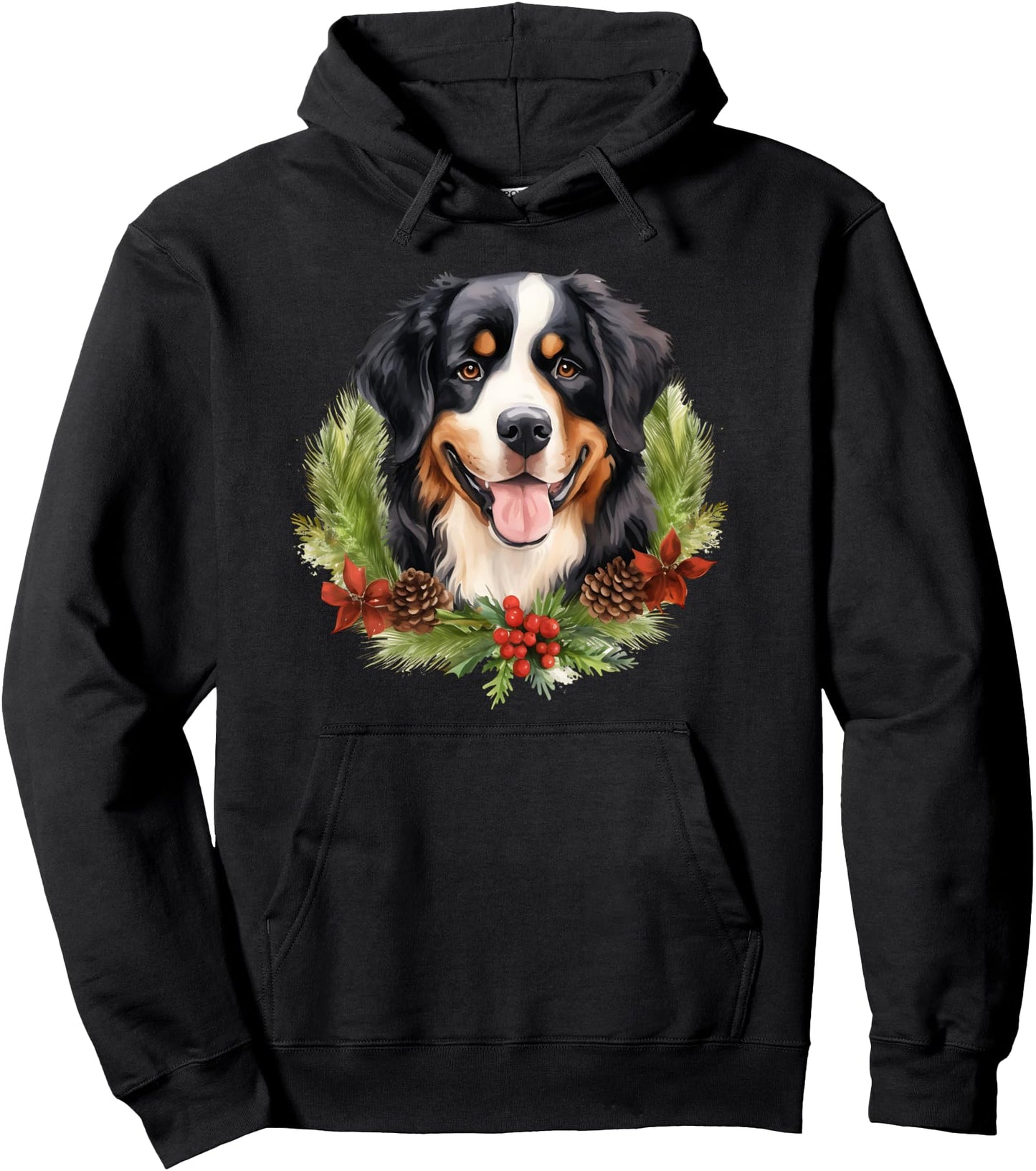 Bernese Mountain Dog Red Christmas Puppy Winter Pullover Hoodie