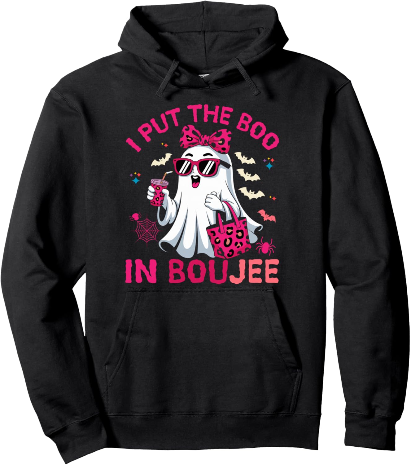 I Put The Boo in Boujee Halloween Cute Pink Lady Ghost Girl Pullover Hoodie