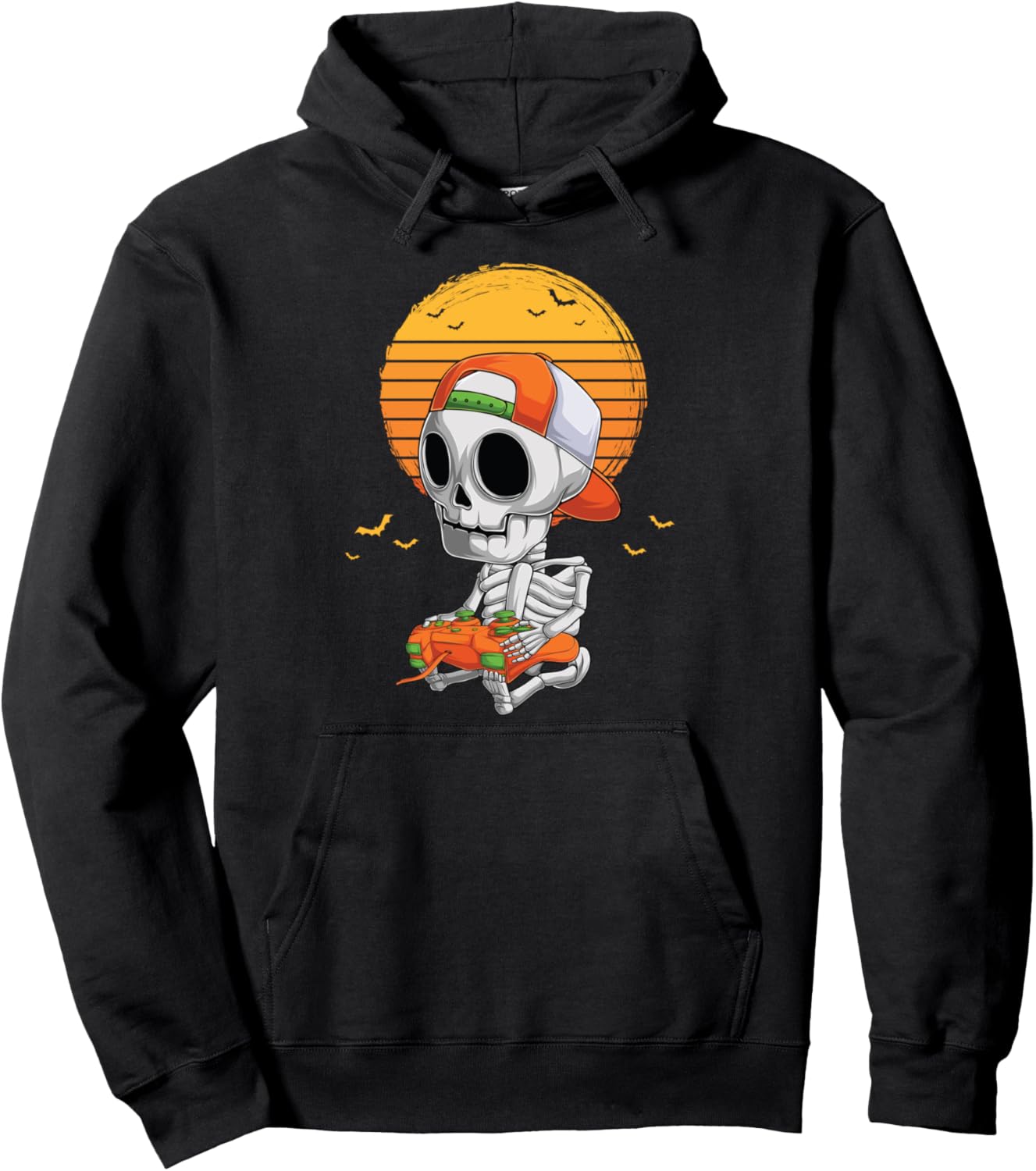 Skeleton Halloween Video Gamer Gifts Kids Boys Teens Men Pullover Hoodie