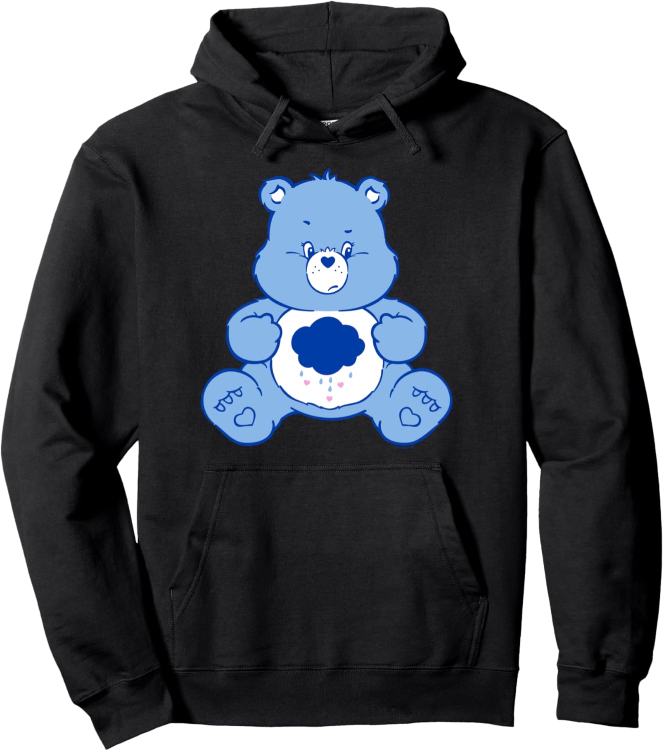 Care Bears Vintage Classic Grumpy Bear Cloudy Belly Badge Pullover Hoodie