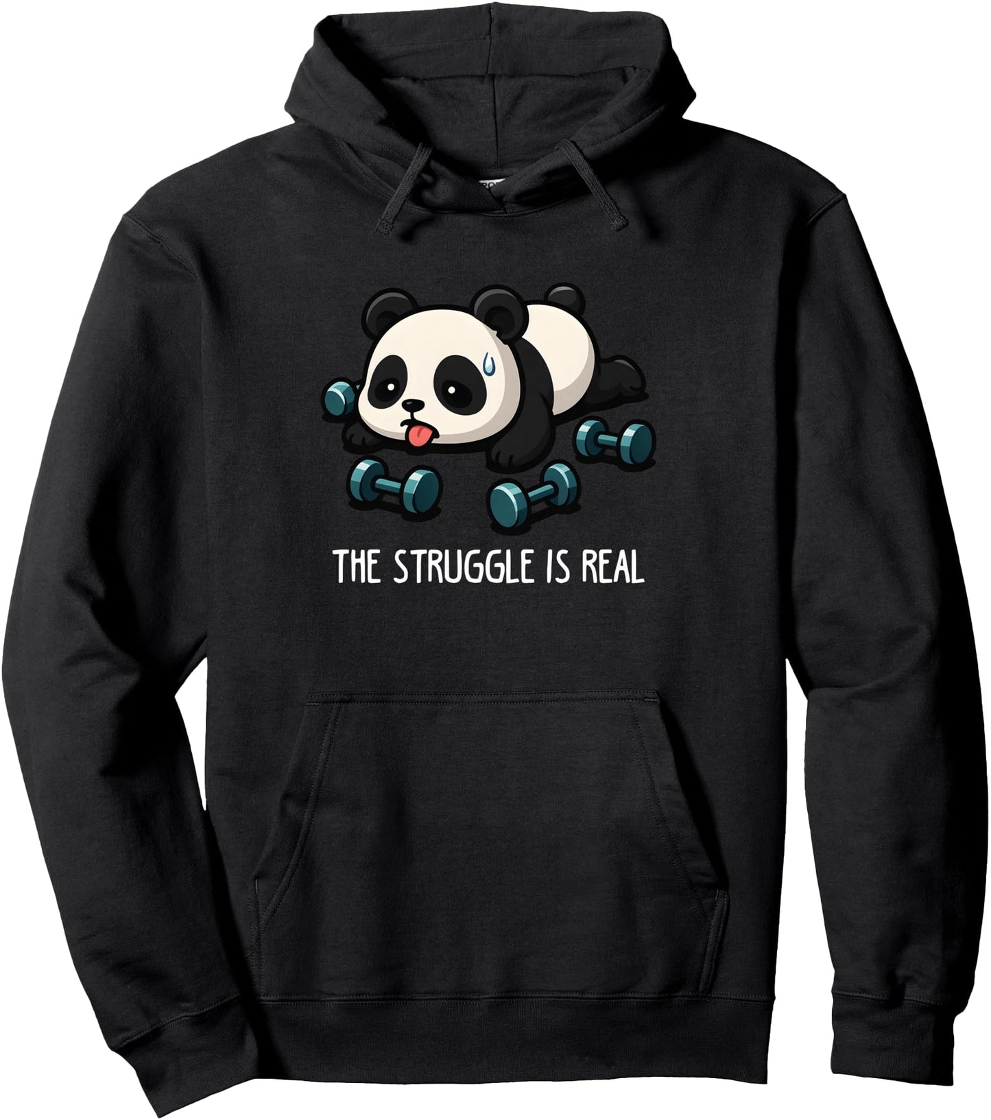 Funny Cute Baby Panda Workout Gym Fitness Weightlifting Gift Pullover Hoodie