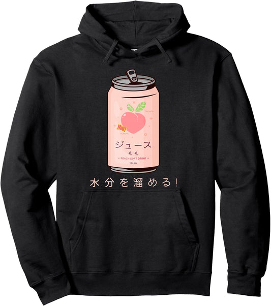 90s Japanese Aesthetic Peach Juice Can Aesthetic Pullover Hoodie