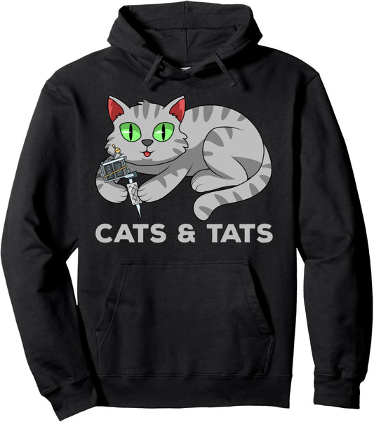 Cats And Tats Tattooist Ink Tattoo Lover Pet Kitten Owner Pullover Hoodie
