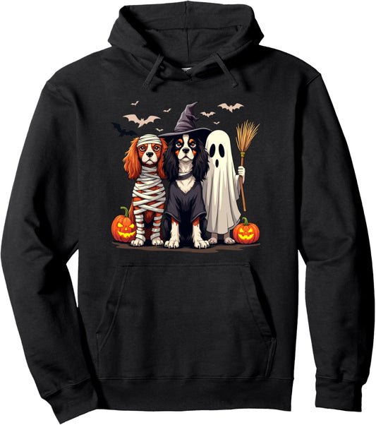 Cavalier King Charles Spaniel Halloween Costume Mummy Witch Pullover Hoodie