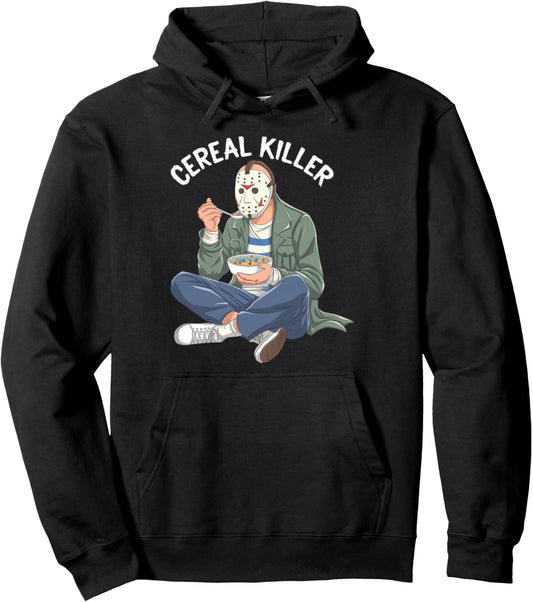 Cereal Killer Masked Character Eating Breakfast Pullover Hoodie