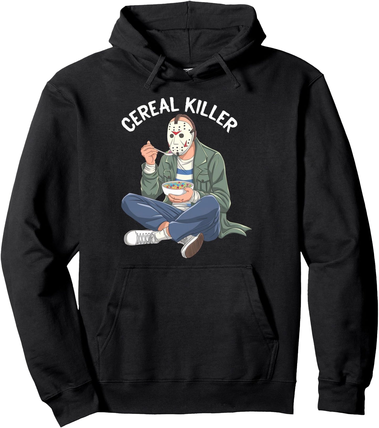 Cereal Killer Masked Character Eating Breakfast Pullover Hoodie