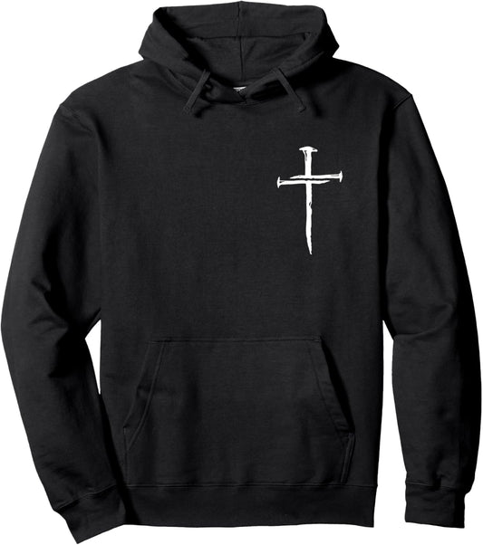 Christian Minimalist Religious Jesus Crist Three Nails Cross Pullover Hoodie