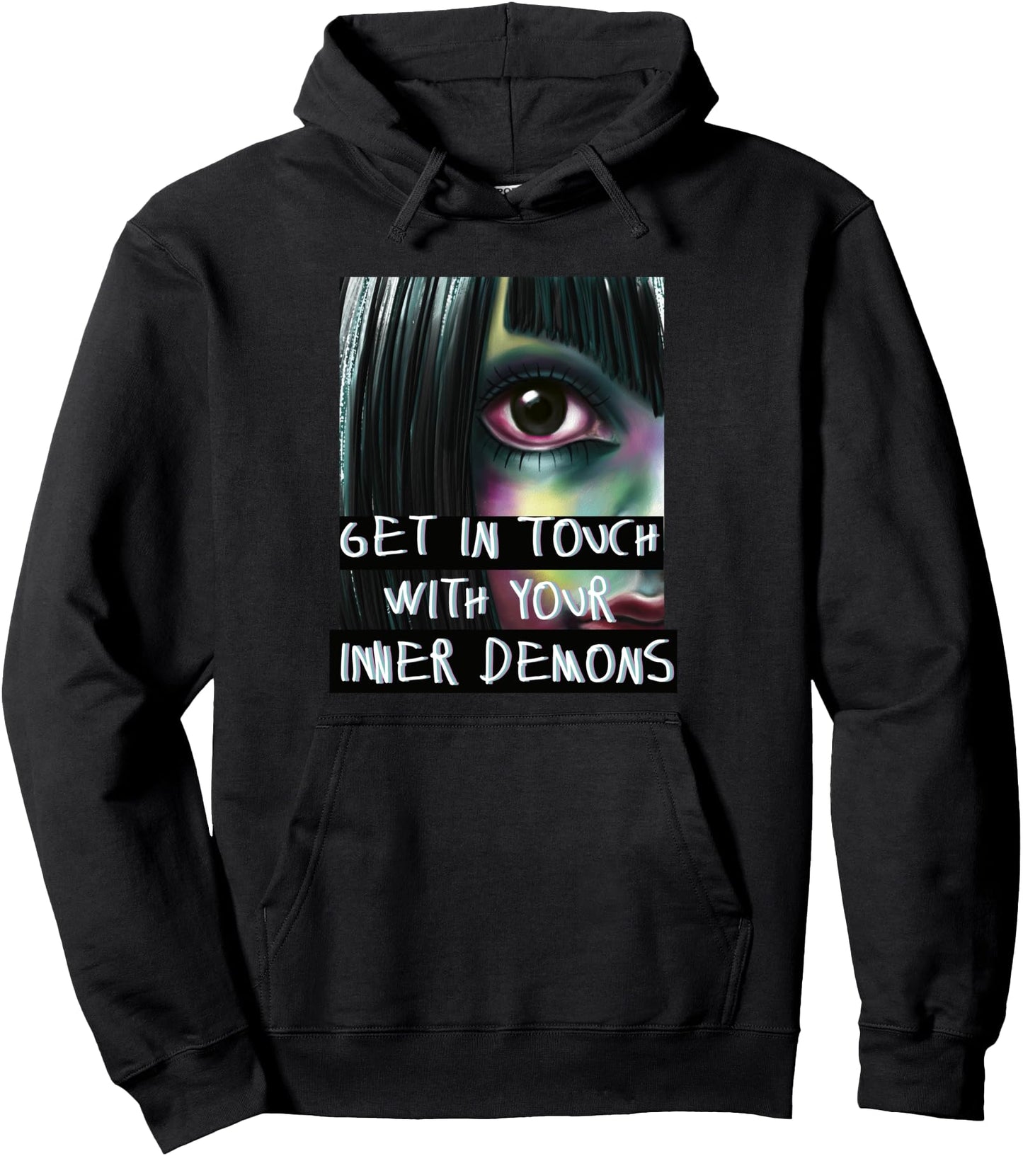Anime Girl Anime Eyes Inner Demons Waifu Japanese Aesthetic Pullover Hoodie