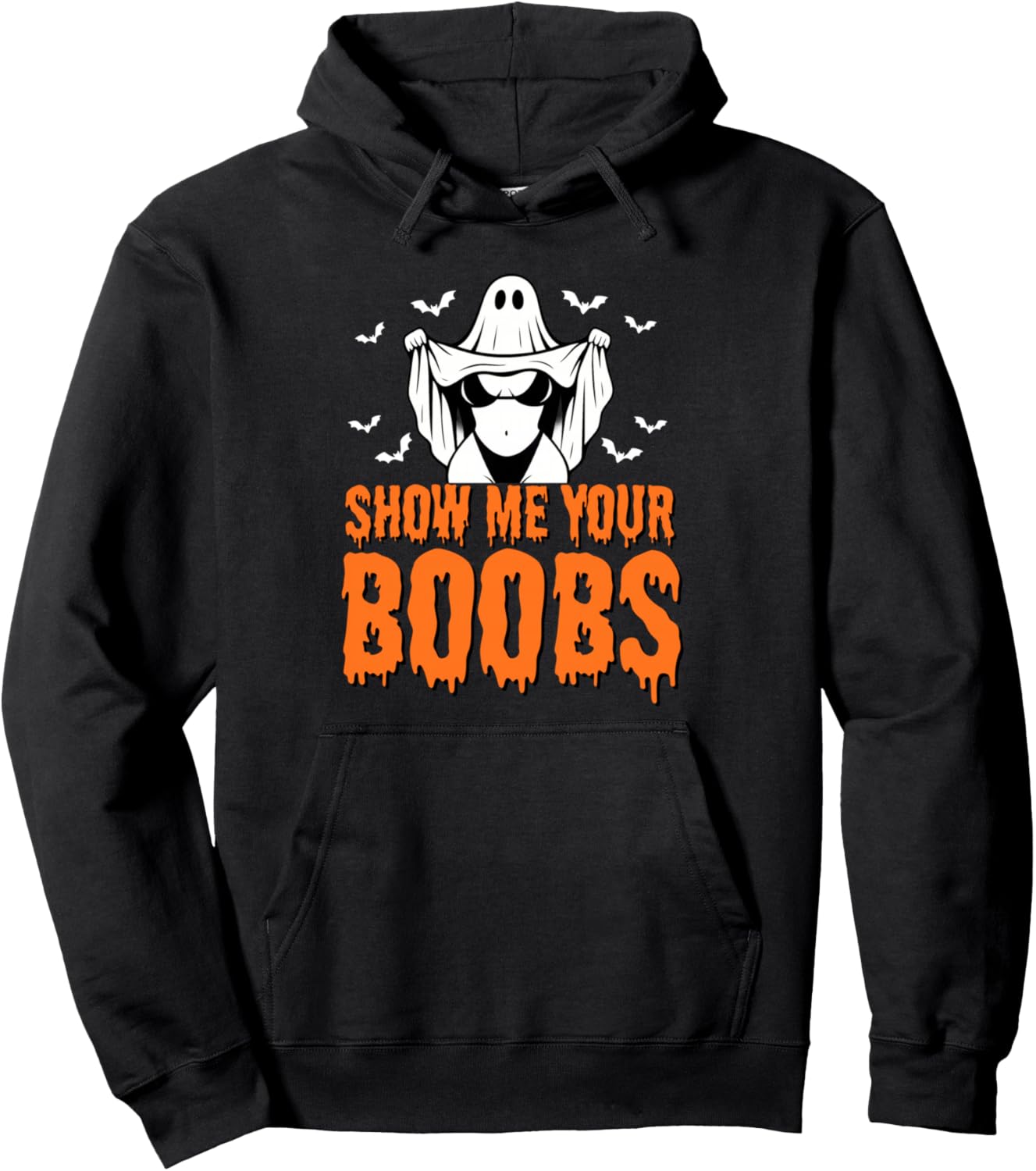 Show Me Your Boobs, Funny Ghost Halloween Humor Adults Pullover Hoodie
