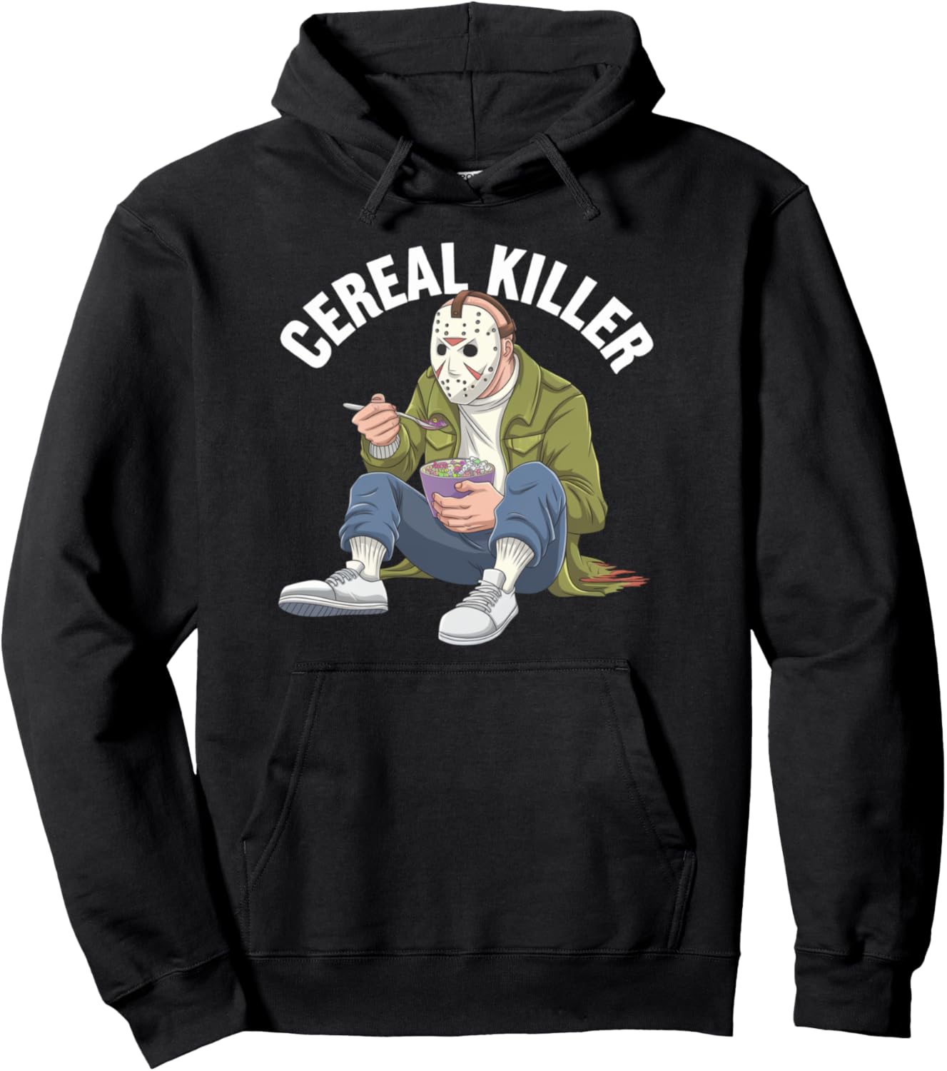 Cereal Killer Funny Halloween Horror Movie Masked Man Pullover Hoodie