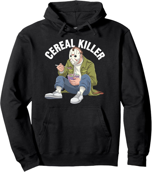 Cereal Killer Funny Halloween Horror Movie Masked Man Pullover Hoodie